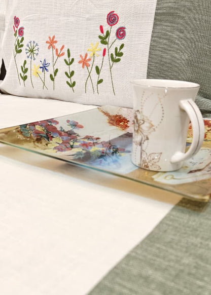 Tulip Hand Embroidered Bed Cover