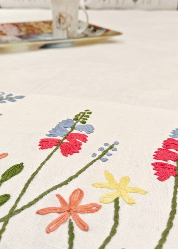 Tulip Hand Embroidered Bed Cover