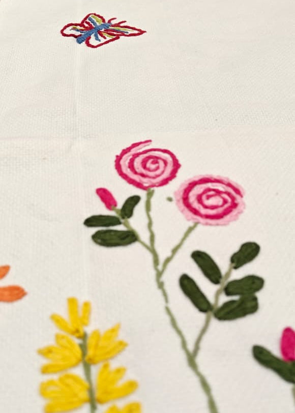 Tulip Hand Embroidered Bed Cover