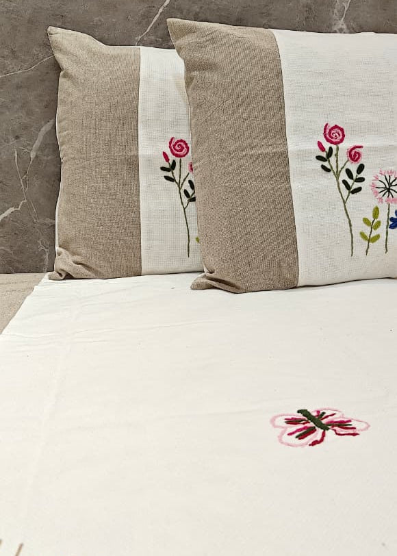 Tulip Hand Embroidered Bed Cover